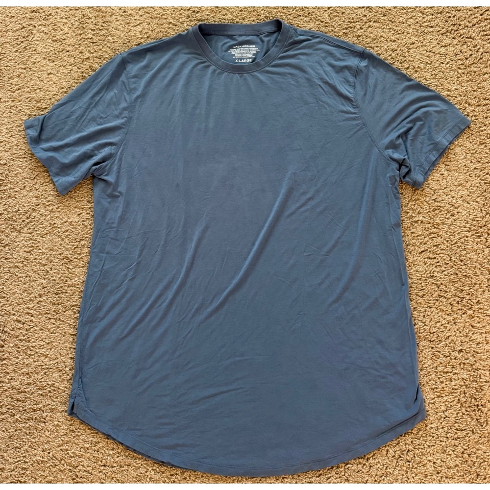 Jack Archer Jetsetter T Mens XL Blue Modal Spandex Short Sleeve Curved Hem Shirt